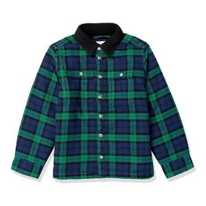 Kids Boys Flannel Shirt Plaid Jacket, Blue green Size 3t
